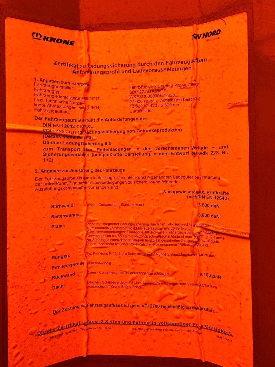 Fahrzeugabbildung Krone SD Curtainsider MEGA Jumbo XL Zert Getränke etc