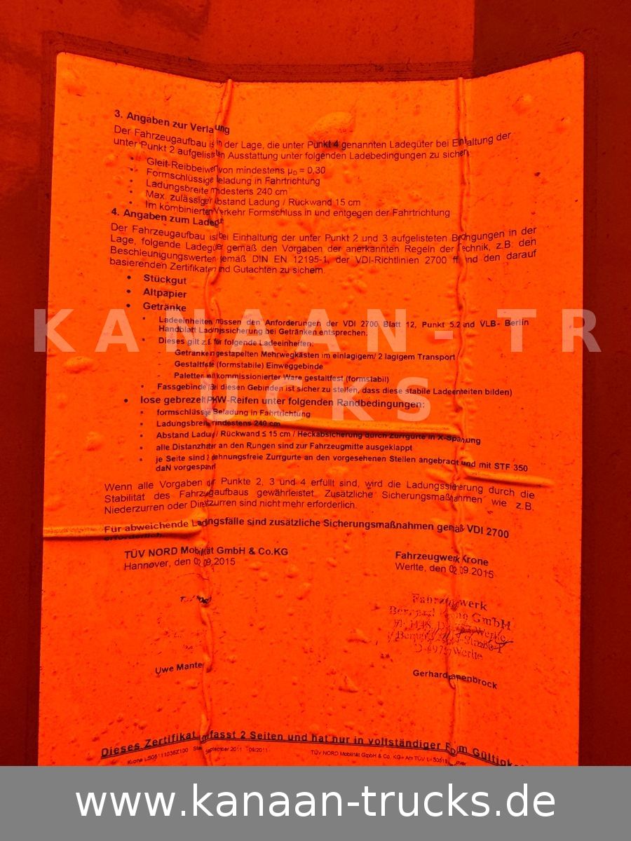 Fahrzeugabbildung Krone SD Curtainsider MEGA Jumbo XL Zert Getränke etc