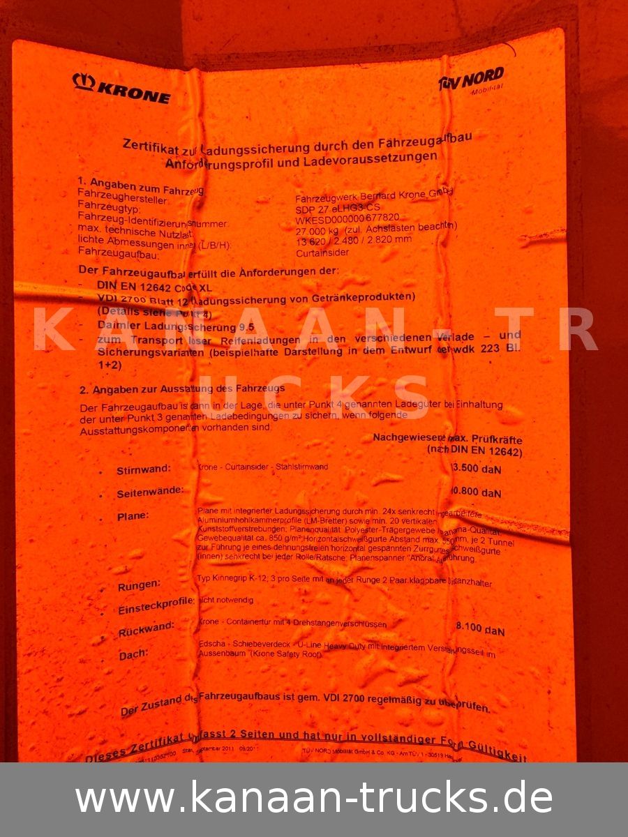 Fahrzeugabbildung Krone SD Curtainsider MEGA Jumbo XL Zert Getränke etc